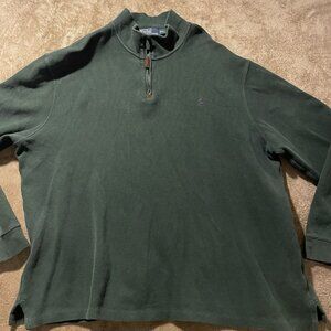 Polo Ralph Lauren Sweater Mens XXL PulloverQuarter Zip Olive Green Purple Pony